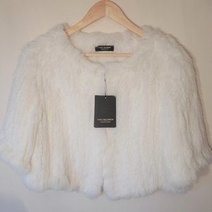 NWT $820 Yves Salmon White Rabbit Fur Jacket 38FR